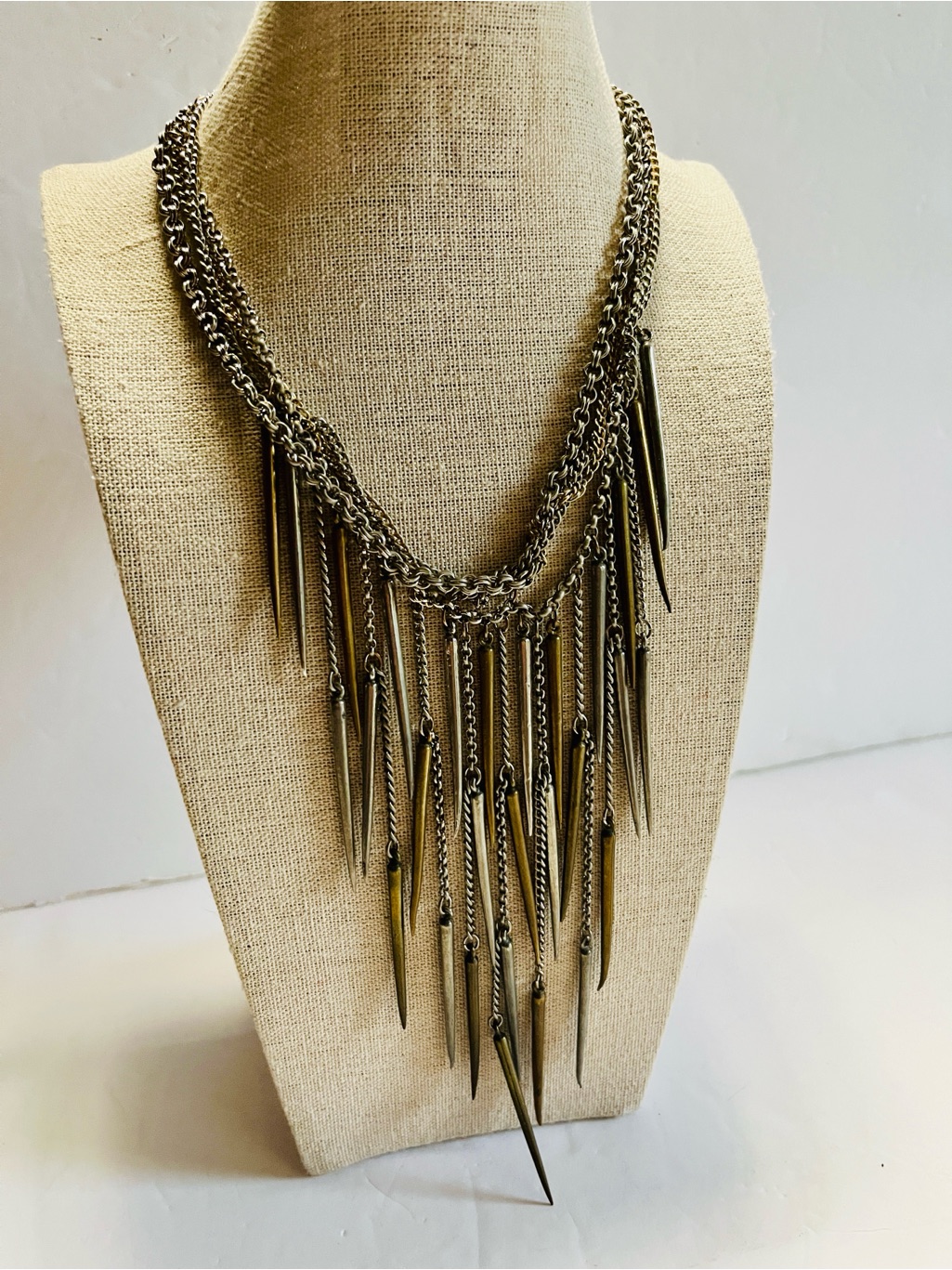 Ben-Amun Multi-Strand Two-Tone Spike Fringe Necklace